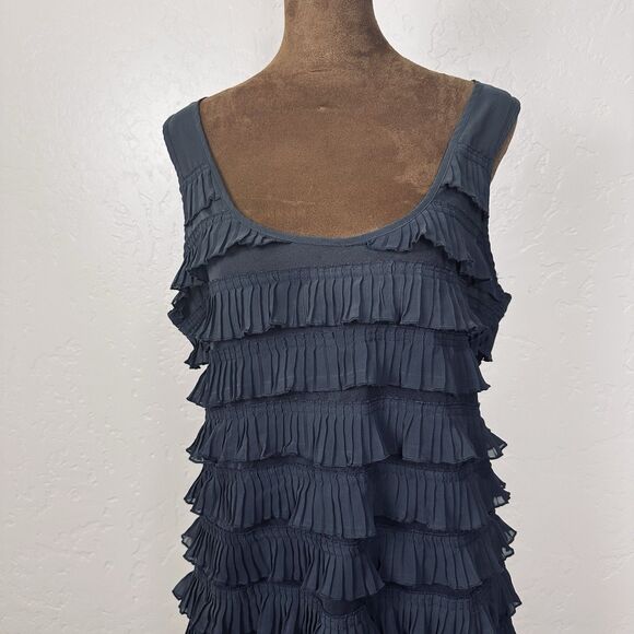 Tank Dress L Layered Y2K Tunic Mini Tiered Gatsbycore Chiffon Flapper Glam - Picture 8 of 11